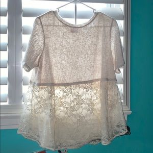 Creme colored blouse with lace flower pattern